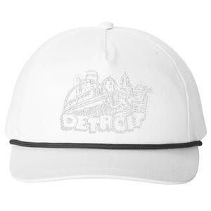 Detroit Drawing Skyline Snapback Five-Panel Rope Hat