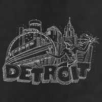 Detroit Drawing Skyline Adult Drive Performance Visor