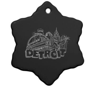 Detroit Drawing Skyline Ceramic Star Ornament