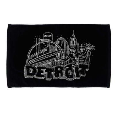 Detroit Drawing Skyline Microfiber Hand Towel