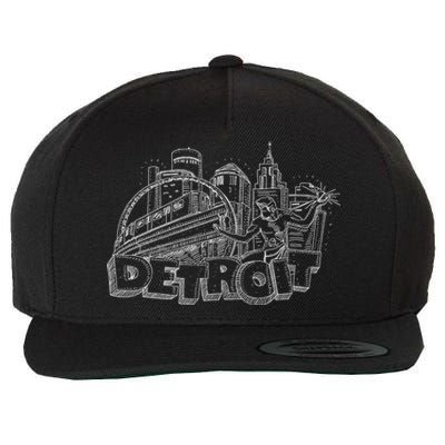 Detroit Drawing Skyline Wool Snapback Cap