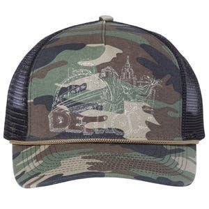 Detroit Drawing Skyline Retro Rope Trucker Hat Cap