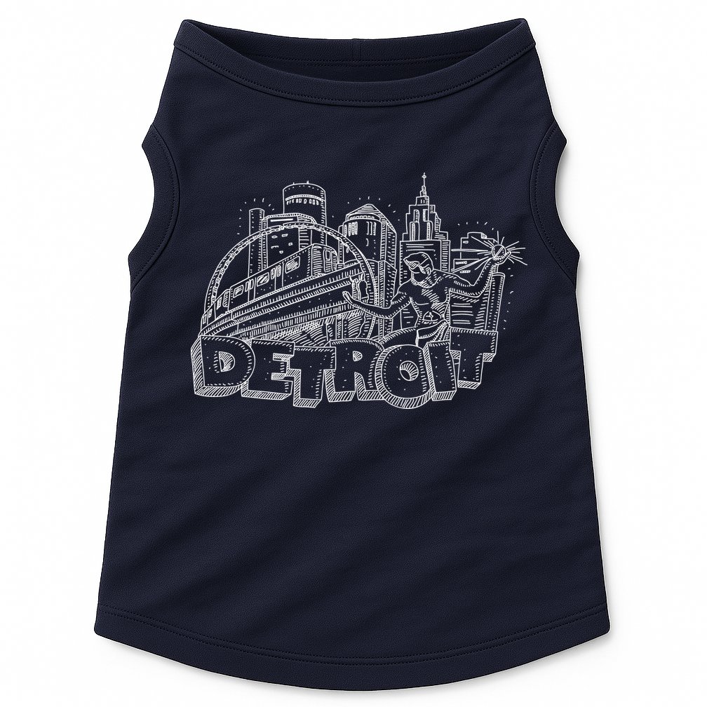 Detroit Drawing Skyline Doggie Tank