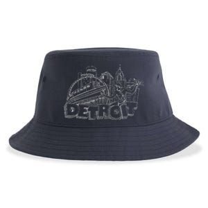 Detroit Drawing Skyline Sustainable Bucket Hat