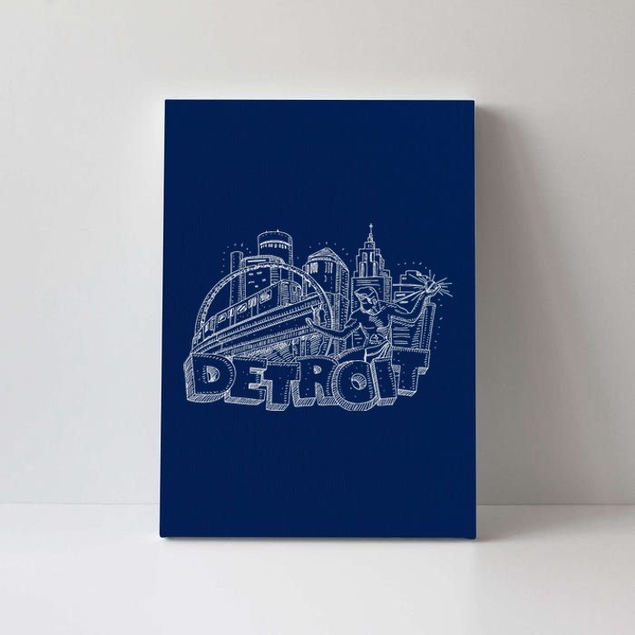 Detroit Drawing Skyline Canvas