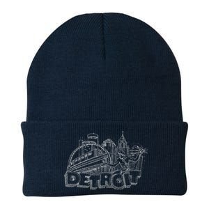 Detroit Drawing Skyline Knit Cap Winter Beanie