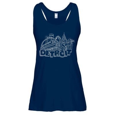 Detroit Drawing Skyline Ladies Essential Flowy Tank