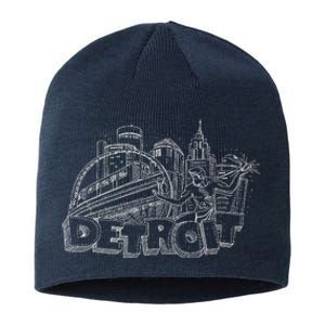 Detroit Drawing Skyline Sustainable Beanie