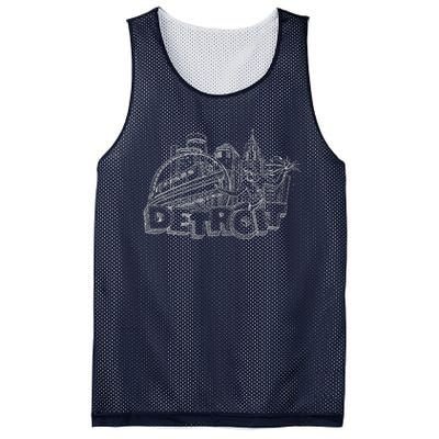 Detroit Drawing Skyline Mesh Reversible Basketball Jersey Tank