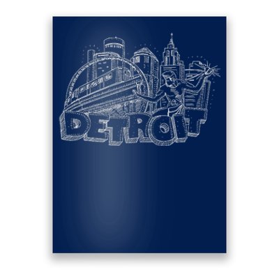 Detroit Drawing Skyline Poster