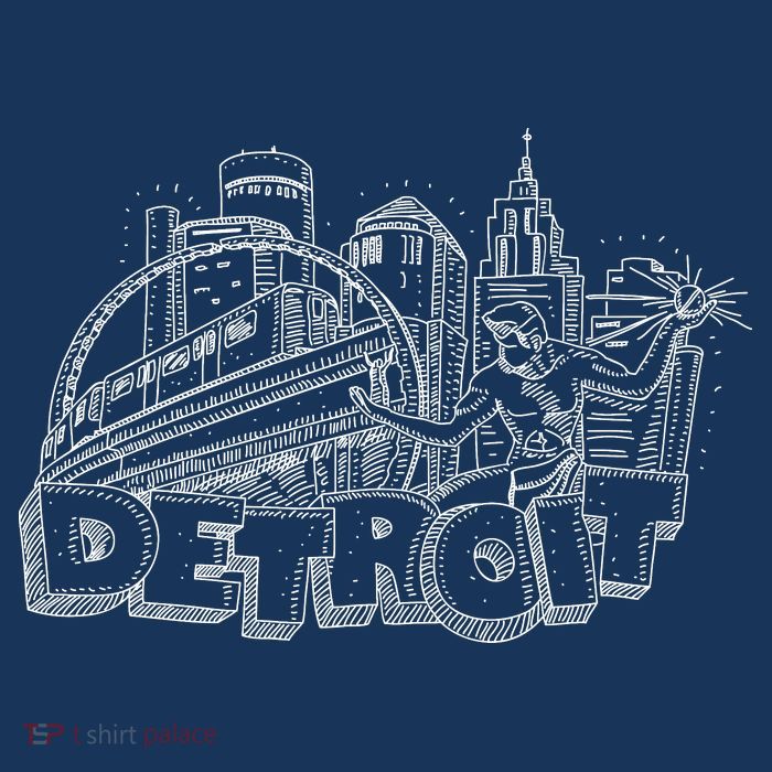 Detroit Drawing Skyline Poster