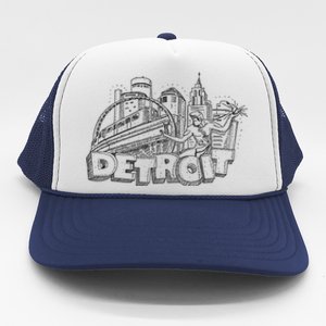 Detroit Drawing Skyline Trucker Hat