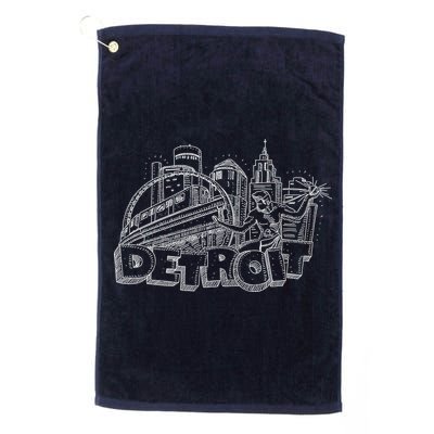 Detroit Drawing Skyline Golf Towel