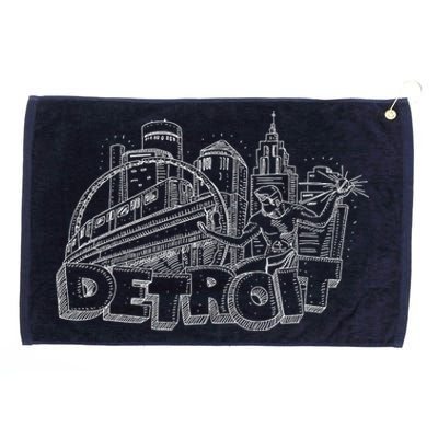 Detroit Drawing Skyline Grommeted Golf Towel