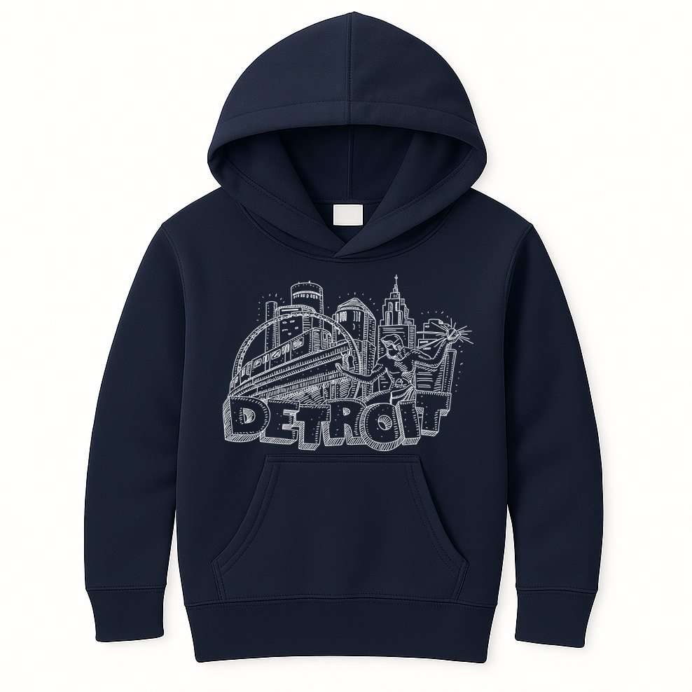 Detroit Drawing Skyline Kids Hoodie