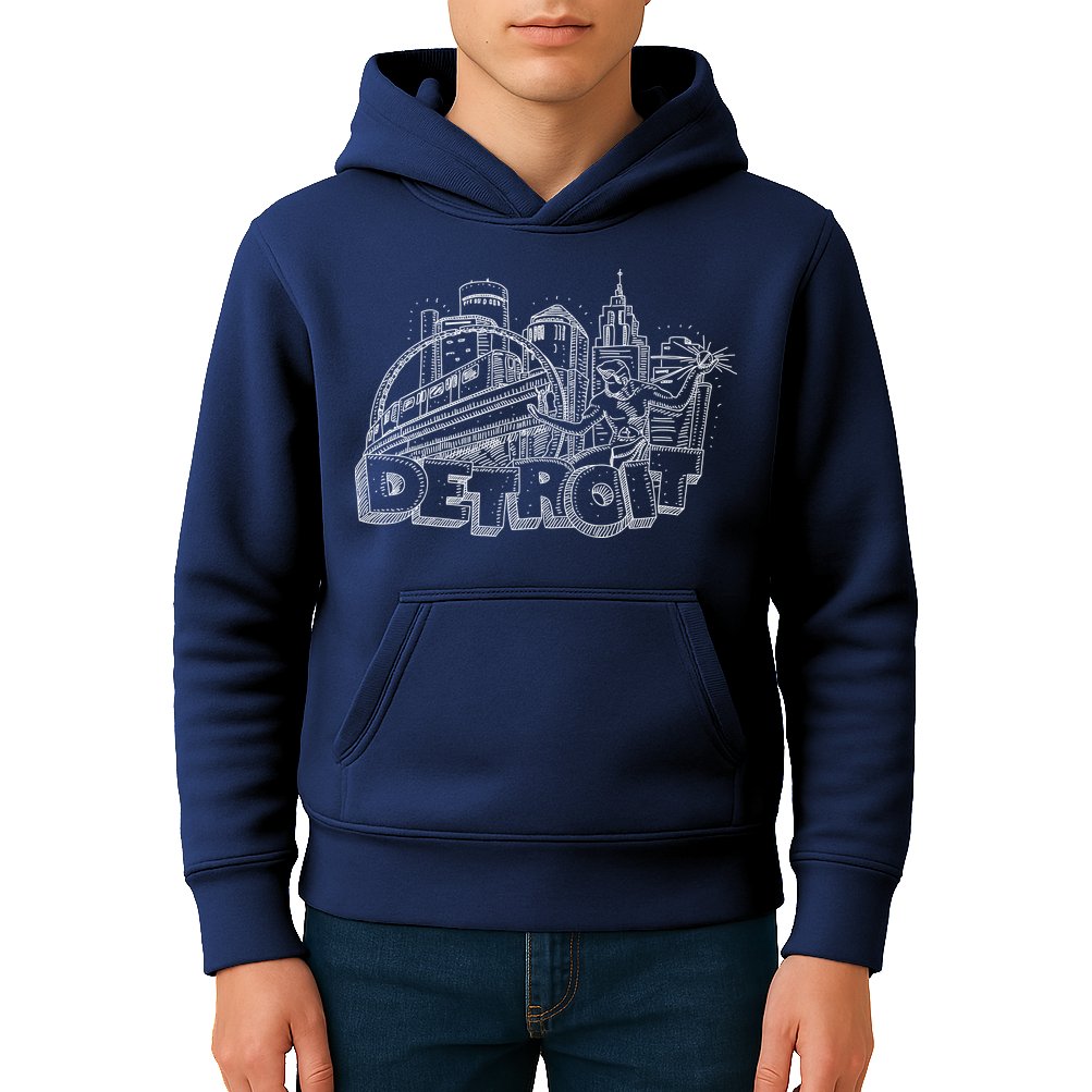Detroit Drawing Skyline Kids Hoodie