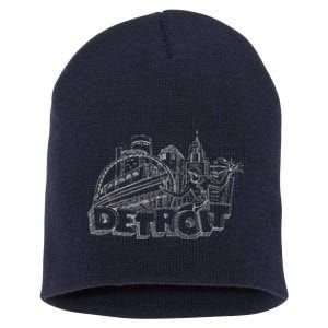 Detroit Drawing Skyline Short Acrylic Beanie