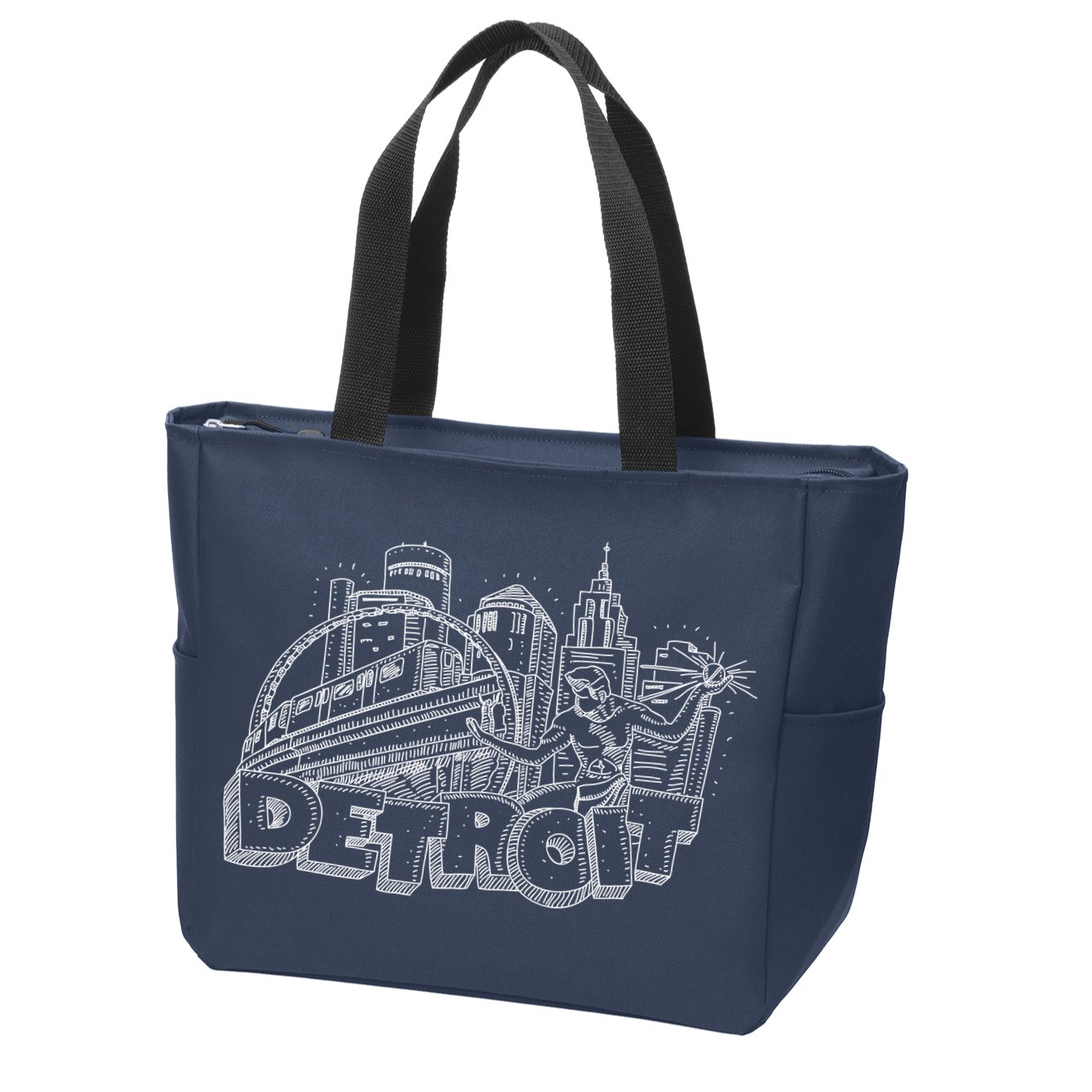 Detroit Drawing Skyline Zip Tote Bag