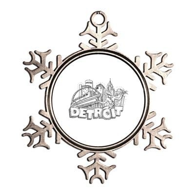 Detroit Drawing Skyline Metallic Star Ornament