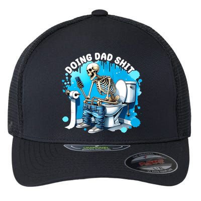 Doing Dad Shit Funny Skeleton Flexfit Unipanel Trucker Cap