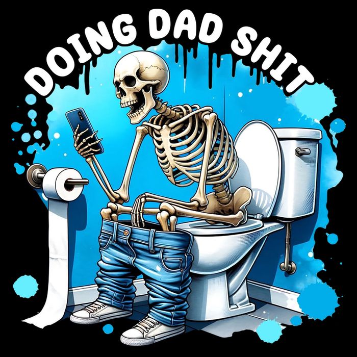 Doing Dad Shit Funny Skeleton Flexfit Unipanel Trucker Cap