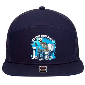 Doing Dad Shit Funny Skeleton 7 Panel Mesh Trucker Snapback Hat