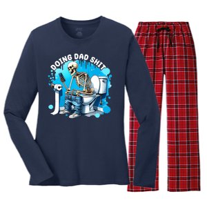 Doing Dad Shit Funny Skeleton Women's Long Sleeve Flannel Pajama Set 