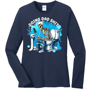 Doing Dad Shit Funny Skeleton Ladies Long Sleeve Shirt