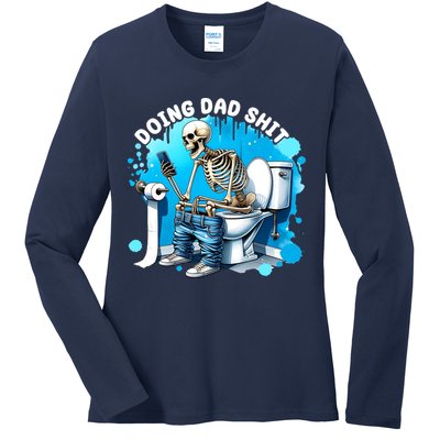 Doing Dad Shit Funny Skeleton Ladies Long Sleeve Shirt