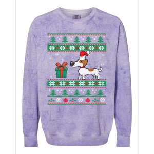 Dachshund Dog Santa Hat Funny Dogs Lovers Christmas Xmas Gift Colorblast Crewneck Sweatshirt