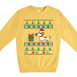 Dachshund Dog Santa Hat Funny Dogs Lovers Christmas Xmas Gift Premium Crewneck Sweatshirt