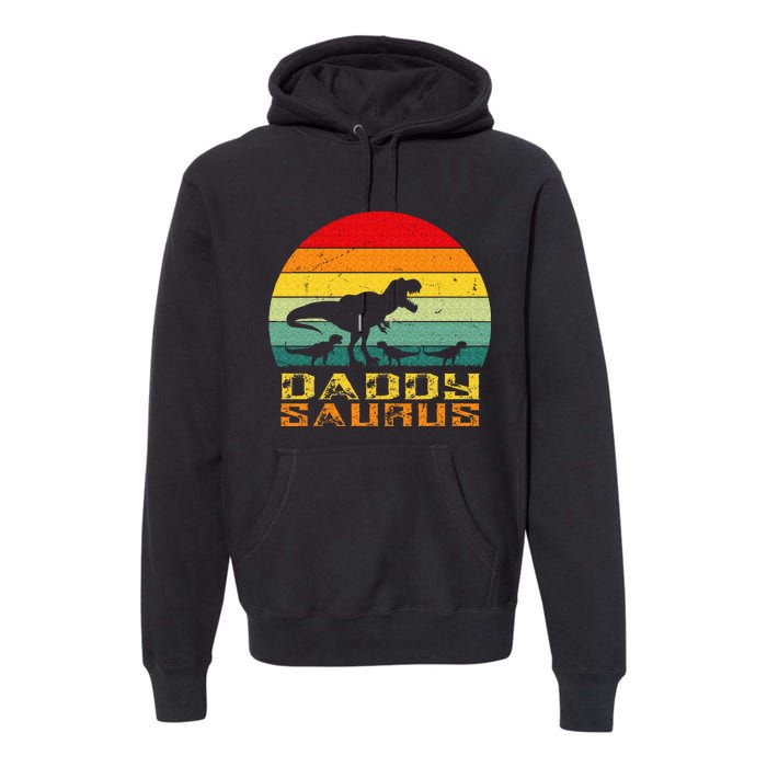 Daddysaurus Daddy Saurus Dino Dinosaur T Rex Premium Hoodie