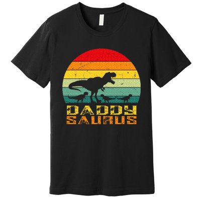 Daddysaurus Daddy Saurus Dino Dinosaur T Rex Premium T-Shirt