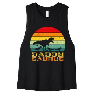 Daddysaurus Daddy Saurus Dino Dinosaur T Rex Women's Racerback Cropped Tank