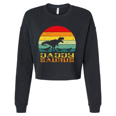 Daddysaurus Daddy Saurus Dino Dinosaur T Rex Cropped Pullover Crew