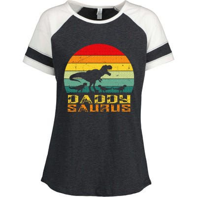 Daddysaurus Daddy Saurus Dino Dinosaur T Rex Enza Ladies Jersey Colorblock Tee