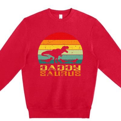 Daddysaurus Daddy Saurus Dino Dinosaur T Rex Premium Crewneck Sweatshirt