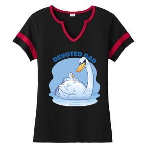 Devoted Dad Swan Fathers Day Gift Ladies Halftime Notch Neck Tee