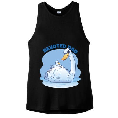 Devoted Dad Swan Fathers Day Gift Ladies PosiCharge Tri-Blend Wicking Tank