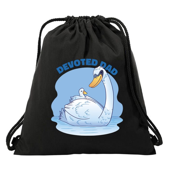 Devoted Dad Swan Fathers Day Gift Drawstring Bag