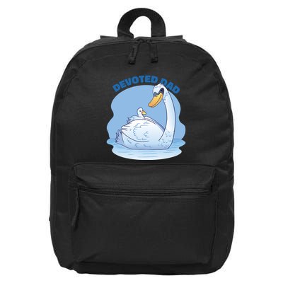 Devoted Dad Swan Fathers Day Gift 16 in Basic Backpack