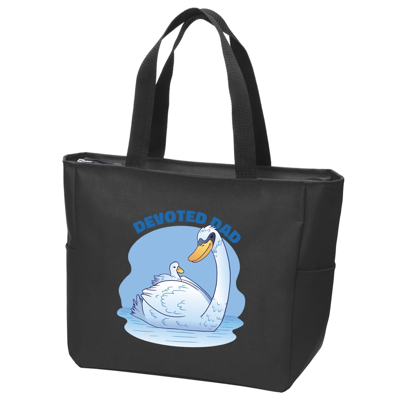 Devoted Dad Swan Fathers Day Gift Zip Tote Bag