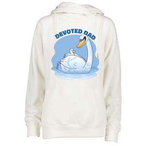 Devoted Dad Swan Fathers Day Gift Womens Funnel Neck Pullover Hood