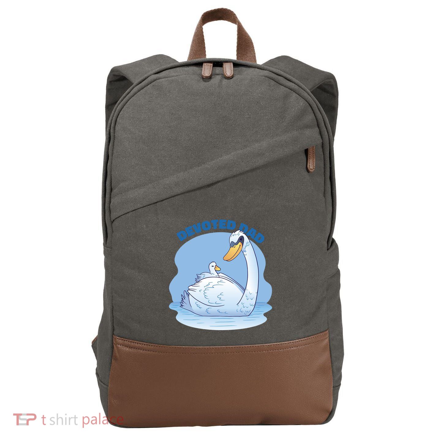 Devoted Dad Swan Fathers Day Gift Cotton Canvas Backpack