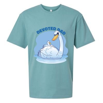 Devoted Dad Swan Fathers Day Gift Sueded Cloud Jersey T-Shirt