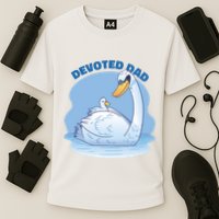 Devoted Dad Swan Fathers Day Gift Cooling Performance Crew T-Shirt