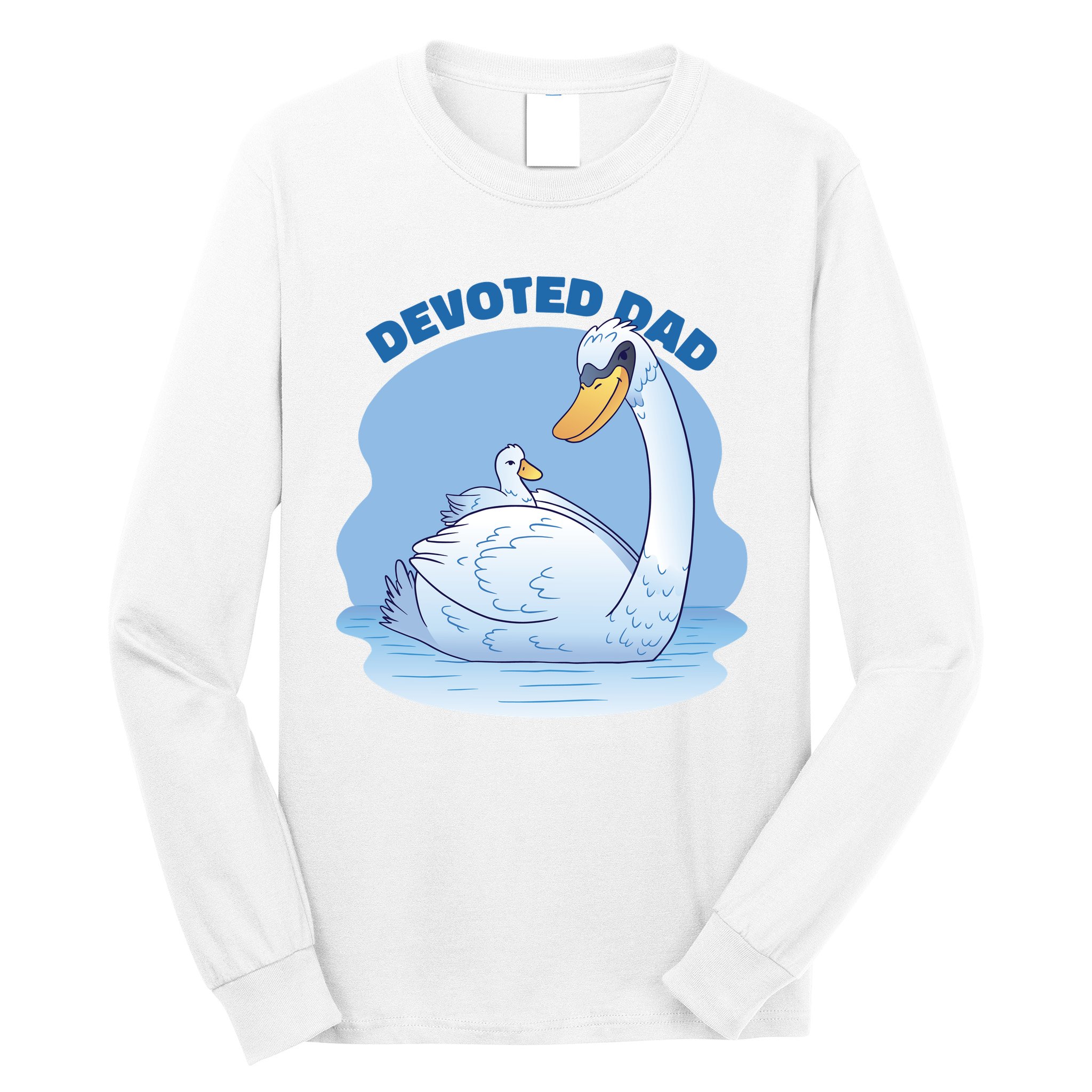 Devoted Dad Swan Fathers Day Gift Long Sleeve Shirt