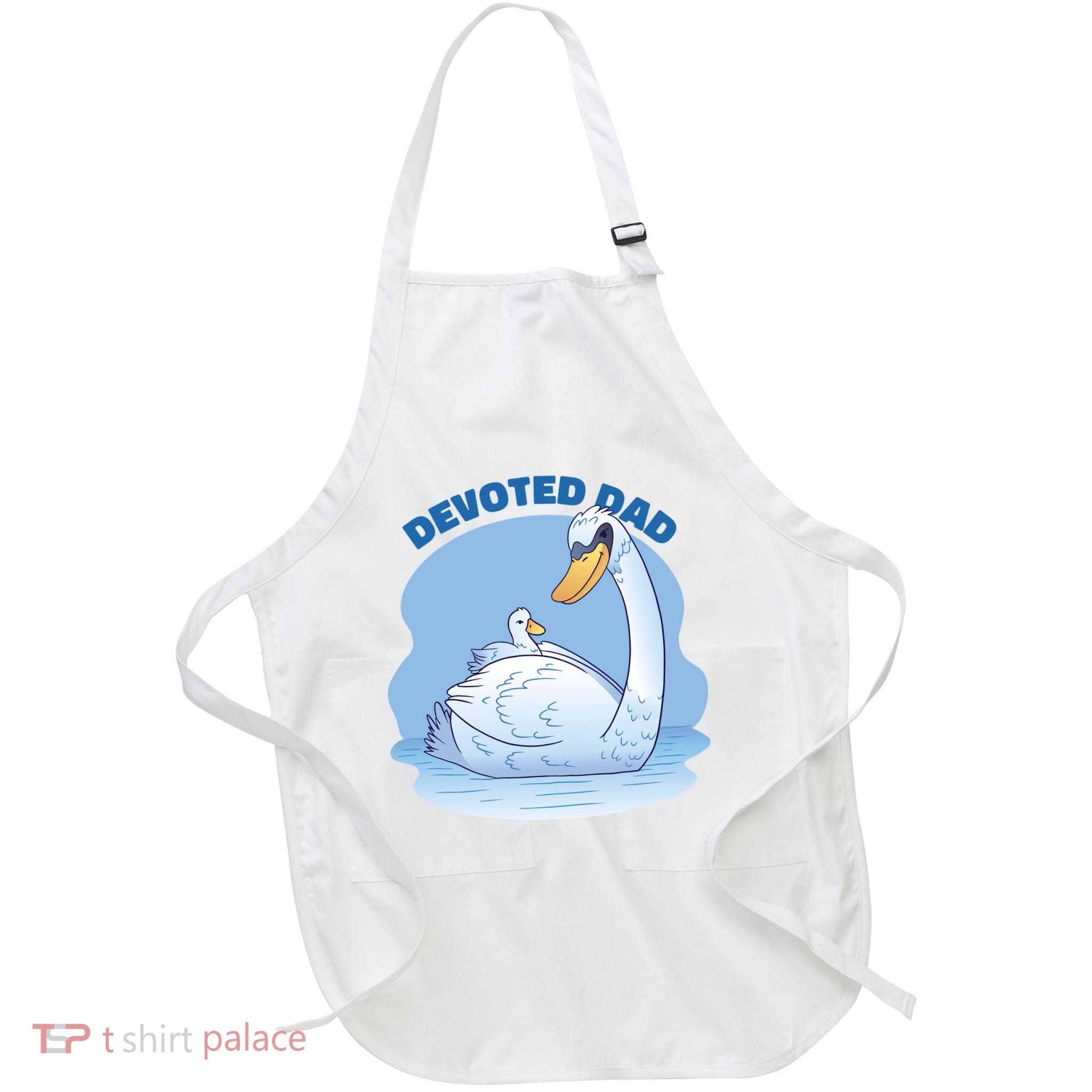 Devoted Dad Swan Fathers Day Gift Full-Length Apron With Pockets