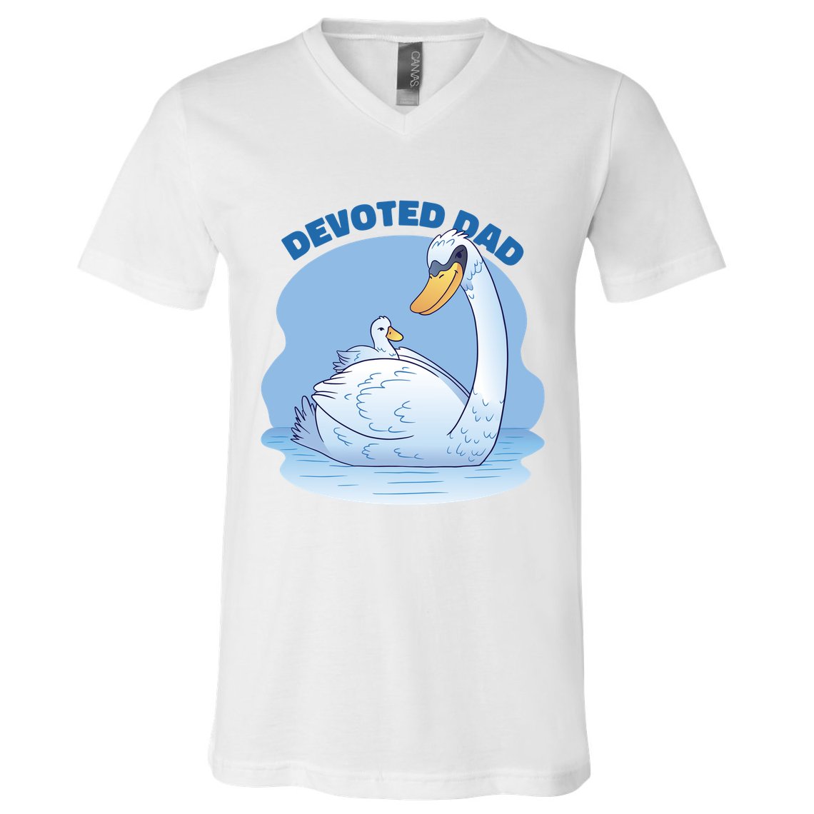 Devoted Dad Swan Fathers Day Gift V-Neck T-Shirt