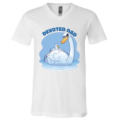 Devoted Dad Swan Fathers Day Gift V-Neck T-Shirt